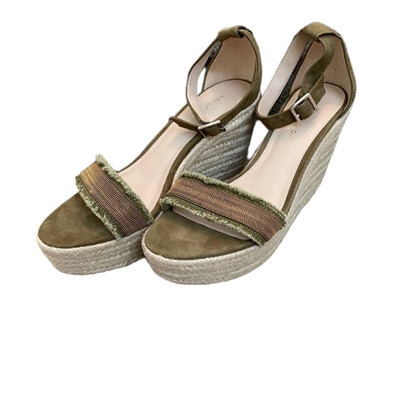 NWOT Pelle Moda Green Suede 4” Wedges, SZ 8.5 - Picture 3 of 6